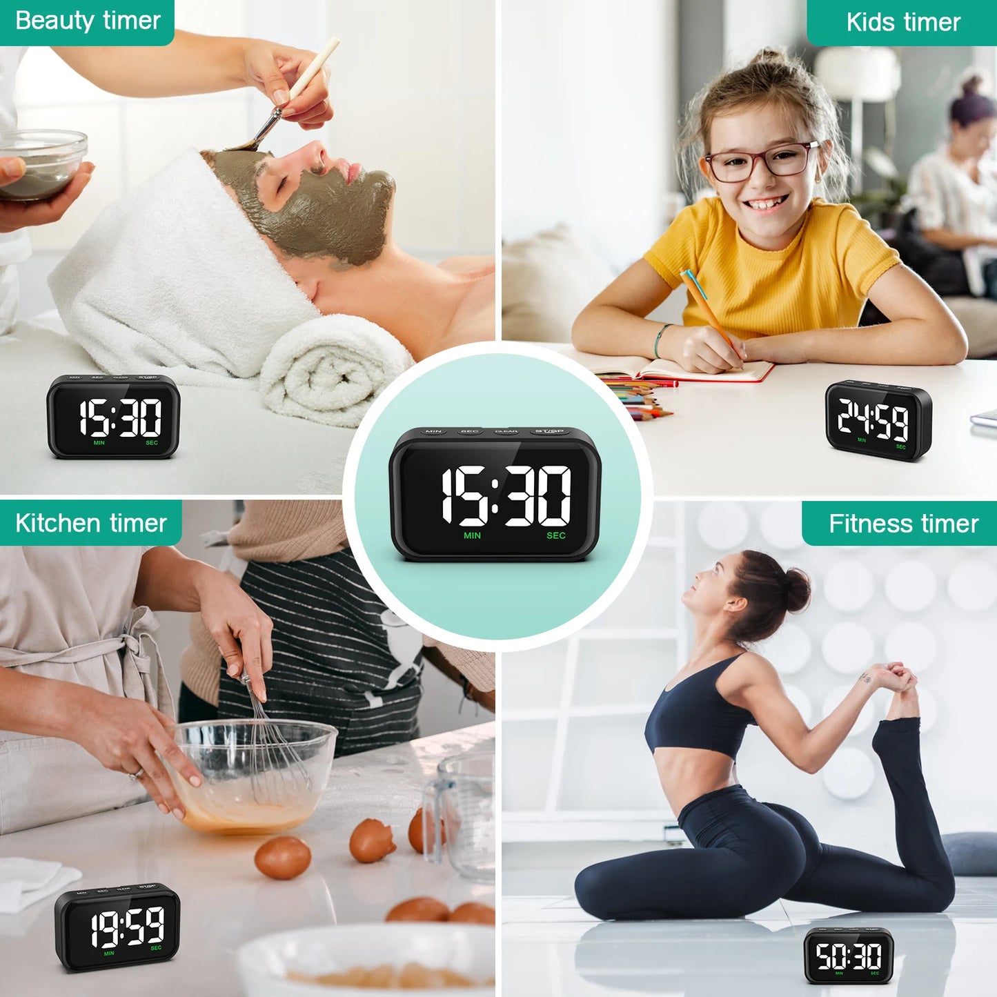 ORIA Magnetic Kitchen Timer for Cooking with Count Up Countdown Digital Timer Battery Powered for Classroom, Teacher, Kids