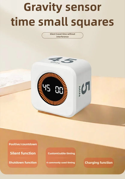 Productivity Timer Productivity Cube Timer Gravity Sensor LED Display 4 Preset Time Kids Time Management Kitchen Countdown Timer