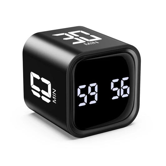 LED Display Productivity Cube Timer Gravity Sensor Flipping Preset Time Dual Modes Countdown Cooking Digital Timer Oven