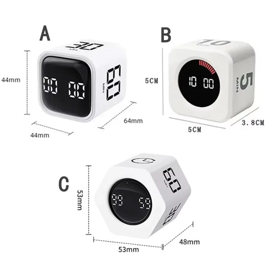 LED Display Productivity Cube Timer Gravity Sensor Flipping Preset Time Dual Modes Countdown Cooking Digital Timer Oven