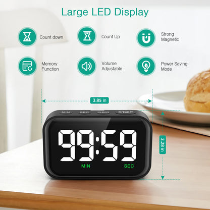 ORIA Magnetic Kitchen Timer for Cooking with Count Up Countdown Digital Timer Battery Powered for Classroom, Teacher, Kids