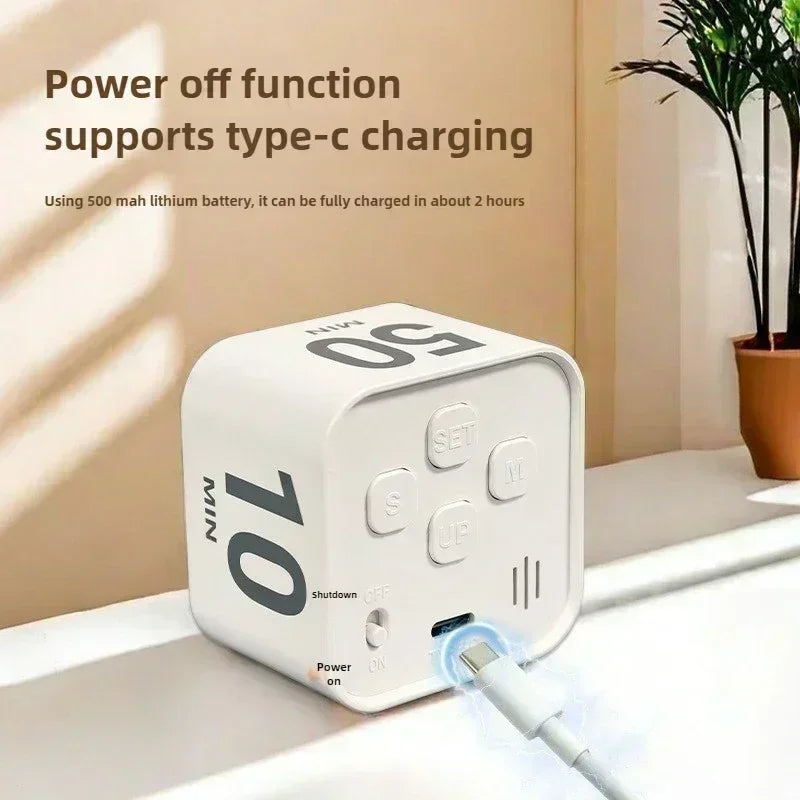 Productivity Timer Productivity Cube Timer Gravity Sensor LED Display 4 Preset Time Kids Time Management Kitchen Countdown Timer