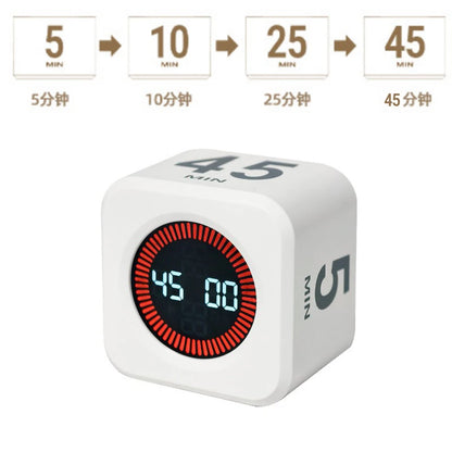 Productivity Timer Productivity Cube Timer Gravity Sensor LED Display 4 Preset Time Kids Time Management Kitchen Countdown Timer