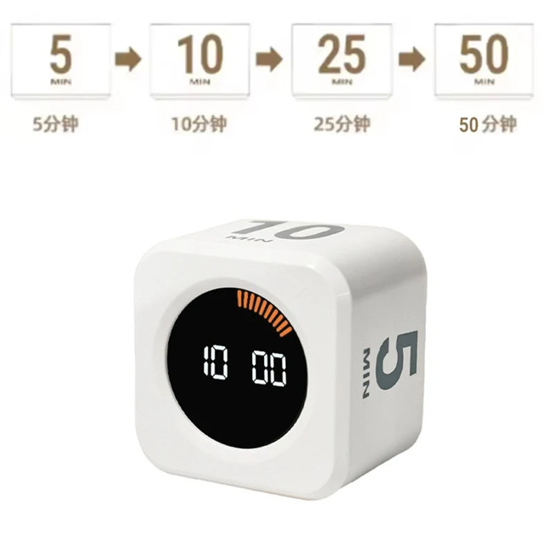 Productivity Timer Productivity Cube Timer Gravity Sensor LED Display 4 Preset Time Kids Time Management Kitchen Countdown Timer